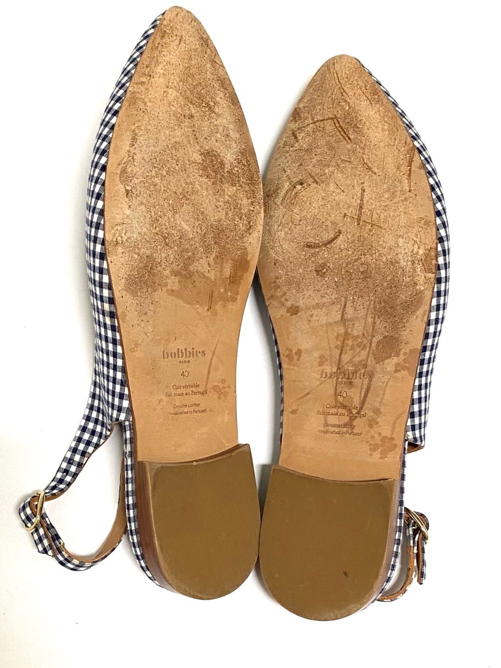 Bobbies Paris Paige Navy Gingham Slingback Flats - Picture 6 of 6